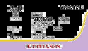 VICRYL PLUS фіолетовий 70см M2 USP3/0 одна голка FSL, тип зворотньо-ріжуча Reverse Cutting, 30мм, 3/8 кола